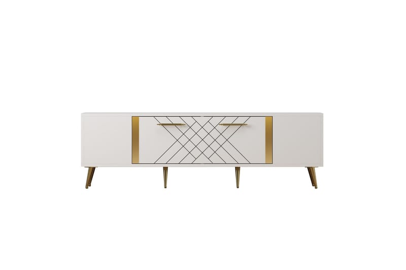 Detas Tv-bänk 150x35 cm Vit/Guld - Hanah Home - Möbler - Vardagsrum - Tv-möbler & mediamöbler - Tv-bänkar