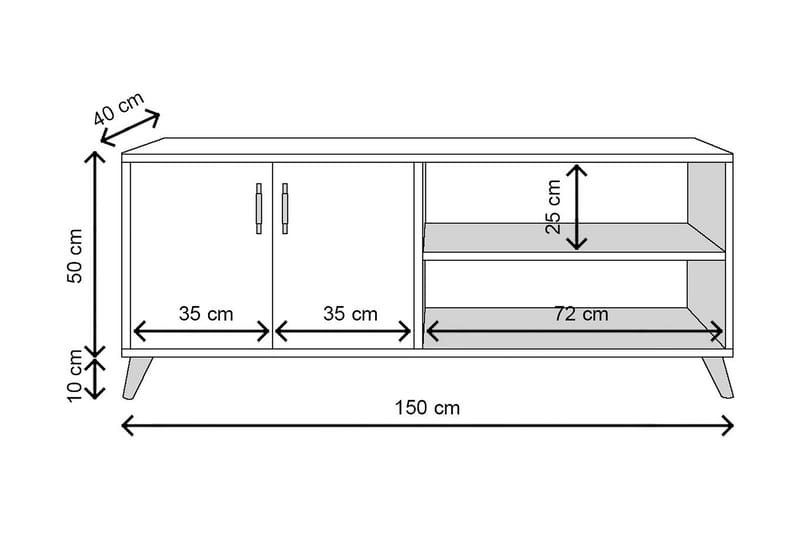 DOYRAN Tv-bänk 150 cm Natur/Vit - Möbler - Vardagsrum - Tv-möbler & mediamöbler - Tv-bänkar