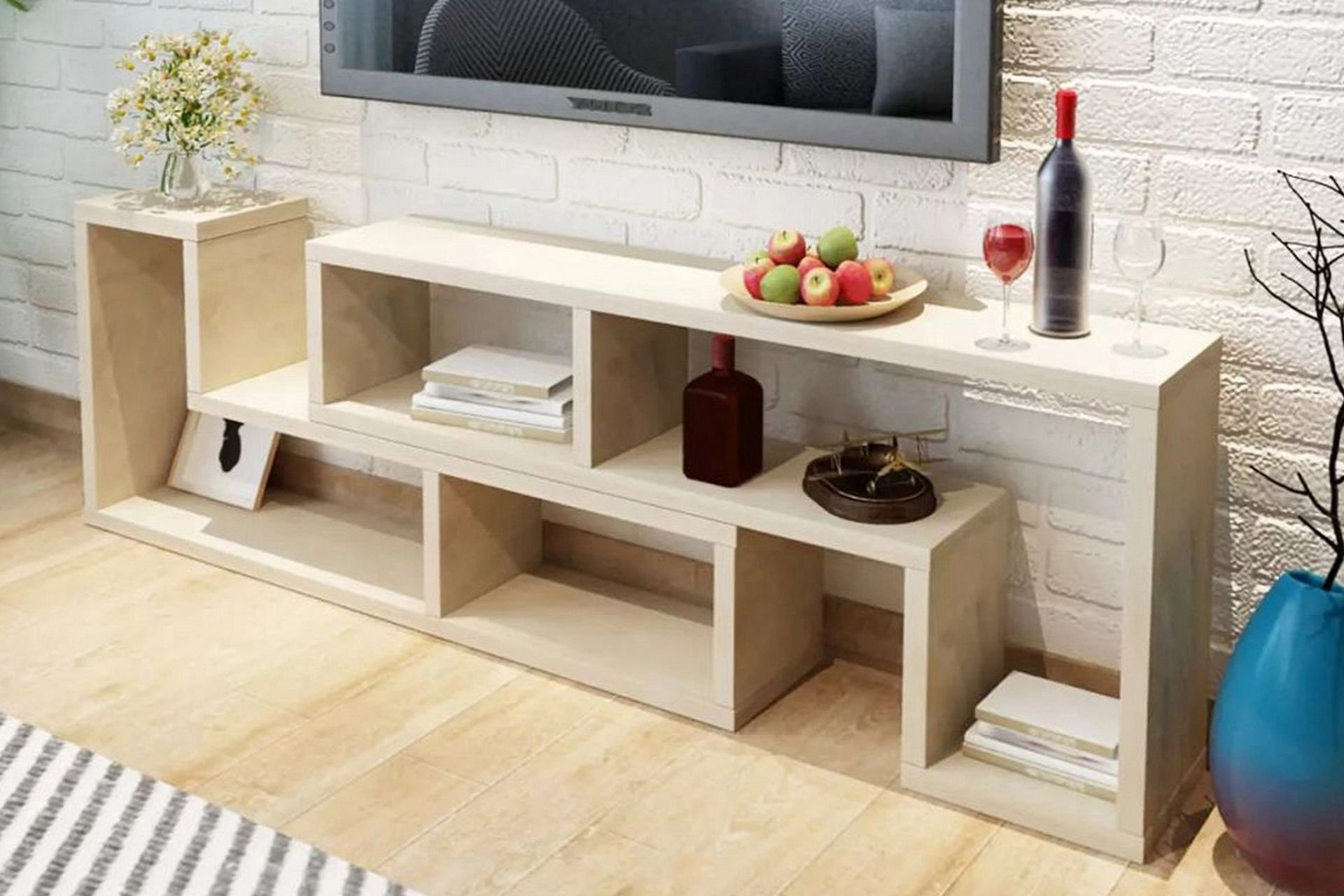 Dubbel L-formad TV-möbel ek - Brun - Möbler - Vardagsrum - Tv-möbler & mediamöbler - Tv-bänkar