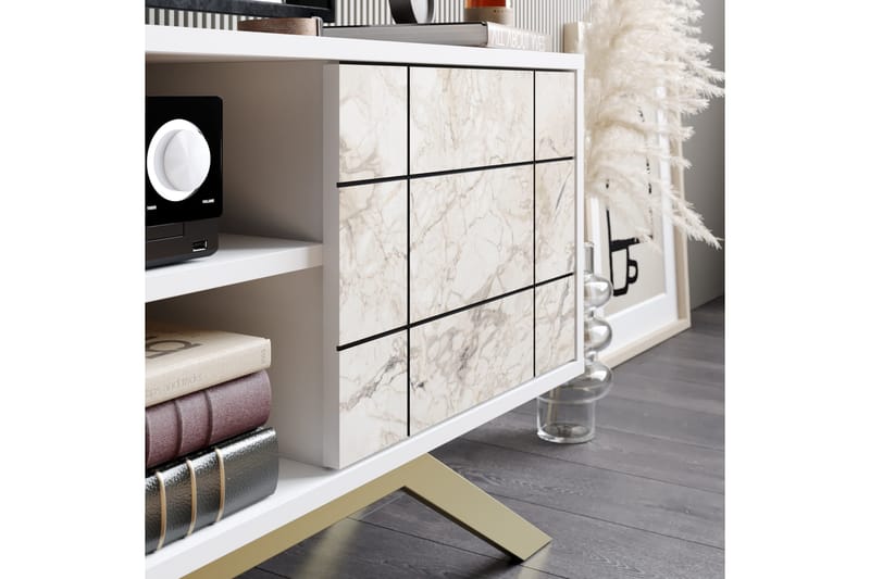 Einbeck Tv-bänk 130 cm - Vit/Guld - Möbler - Vardagsrum - Tv-möbler & mediamöbler - Tv-bänkar