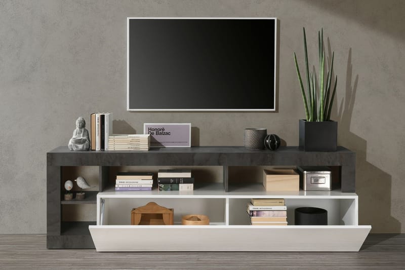 ELLERAU TV-bänk 42x184 cm Vit/Oxid - Tv-bänkar