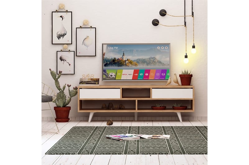 ELLINA Tv-bänk 140 cm Trä/Vit - Brun/Vit - Möbler - Vardagsrum - Tv-möbler & mediamöbler - Tv-bänkar