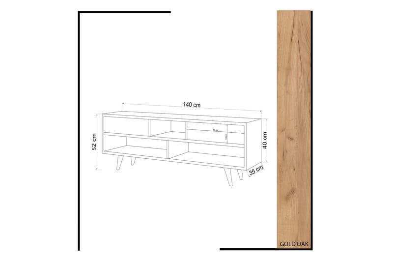 ELLINA Tv-bänk 140 cm Trä/Vit - Brun/Vit - Möbler - Vardagsrum - Tv-möbler & mediamöbler - Tv-bänkar