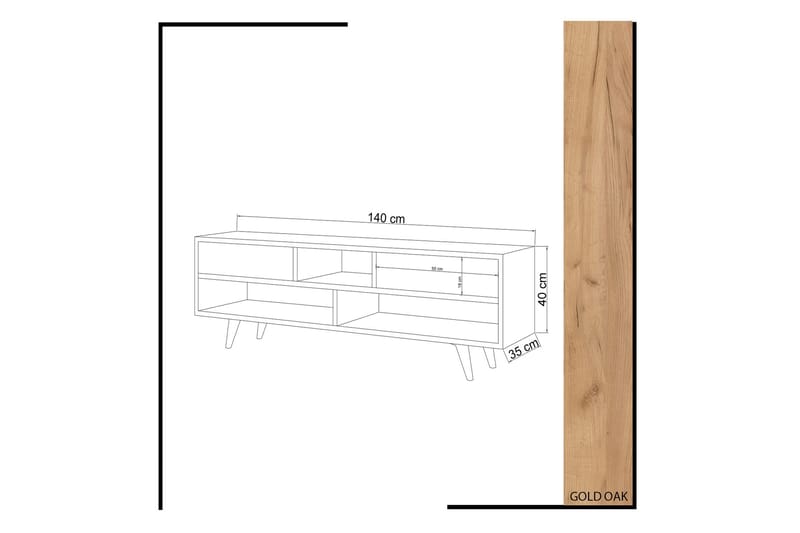 ELLINA Tv-bänk 140 cm Trä/Vit - Vit/Brun - Möbler - Vardagsrum - Tv-möbler & mediamöbler - Tv-bänkar