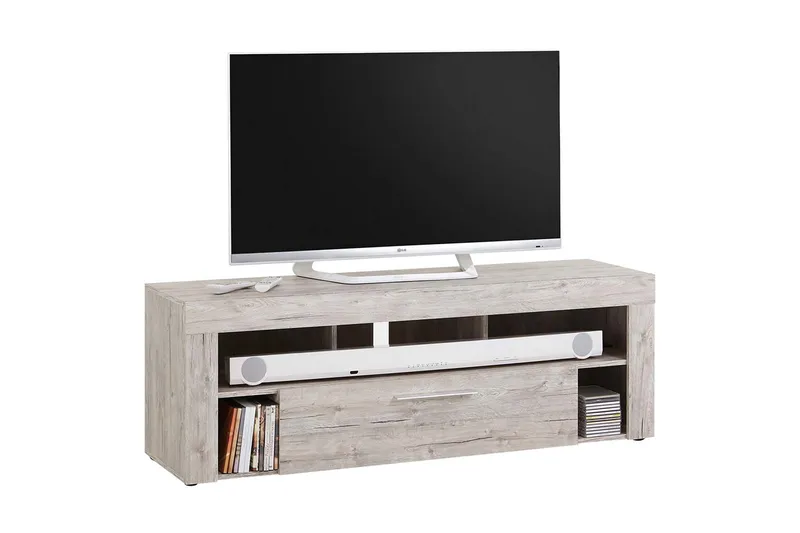 Eneev Golvstående TV Bänk 150 cm med Förvaring i Ljust Trä - Ljusgrå - Möbler - Vardagsrum - Tv-möbler & mediamöbler - Tv-bänkar
