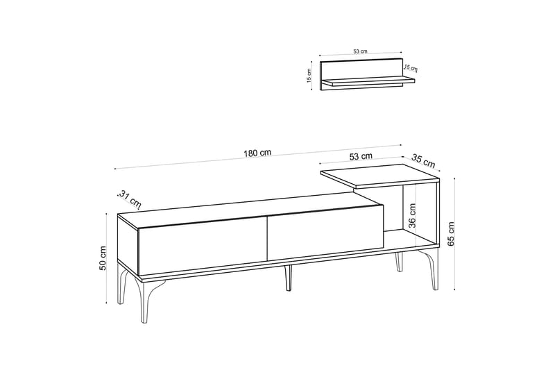 ERYLENS Tv-bänk 180 cm Natur/Vit - Möbler - Vardagsrum - Tv-möbler & mediamöbler - Tv-bänkar