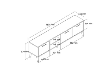 Essexa Tv-bänk 180x35 cm Brun/Vit - Möbler - Vardagsrum - Tv-möbler & mediamöbler - Tv-bänkar