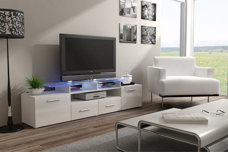 Evora TV-bänk 194x39x39 cm - Beige/Grå/Vit - Möbler - Vardagsrum - Tv-möbler & mediamöbler - Tv-bänkar