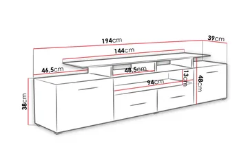 Evora TV-bänk 194x39x39 cm - Beige/Grå/Vit - Möbler - Vardagsrum - Tv-möbler & mediamöbler - Tv-bänkar
