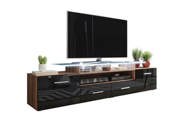 EVORA TV-bänk 39x194 cm LED-belysning Svart Högglans