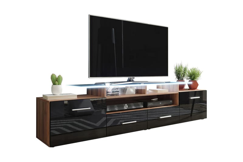 EVORA TV-bänk 39x194 cm Svart Högglans - Svart Högglans - Möbler - Vardagsrum - Tv-möbler & mediamöbler - Tv-bänkar