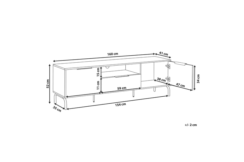 FINCHLEY TV-bänk 160x41 cm Svart/Ljusbrun - Möbler - Vardagsrum - Tv-möbler & mediamöbler - Tv-bänkar
