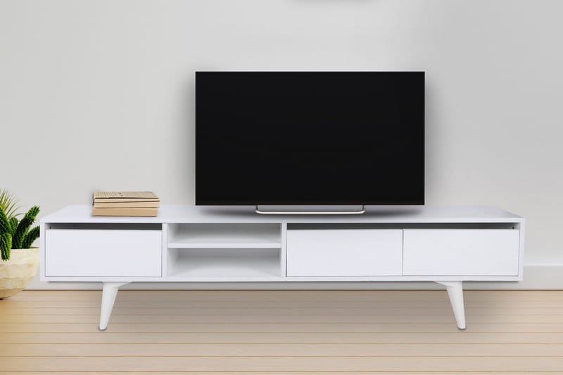 Fresenborg Golvstående TV Bänk 180 cm med Förvaring i Målat Trä - Vit - Möbler - Vardagsrum - Tv-möbler & mediamöbler - Tv-bänkar