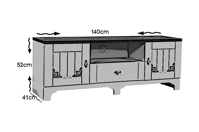 Gaszpar Tv-bänk 140 cm - Vit/Valnöt - Möbler - Vardagsrum - Tv-möbler & mediamöbler - Tv-bänkar