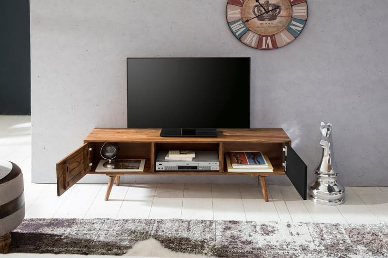 Gateau Golvstående TV Bänk 140 cm med Förvaring i Ljust Trä - Brun - Möbler - Vardagsrum - Tv-möbler & mediamöbler - Tv-bänkar