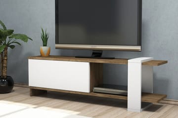 Gersby Golvstående Tv Bänk 120 cm med Förvaring i Mörkt Trä - Vit|Brun - Möbler - Vardagsrum - Tv-möbler & mediamöbler - Tv-bänkar