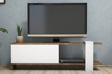 Gersby Golvstående Tv Bänk 120 cm med Förvaring i Mörkt Trä - Vit|Brun - Möbler - Vardagsrum - Tv-möbler & mediamöbler - Tv-bänkar