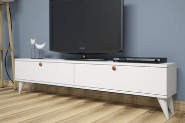Gersby Golvstående TV Bänk 160 cm med Förvaring i Målat Trä - Vit - Möbler - Vardagsrum - Tv-möbler & mediamöbler - Tv-bänkar