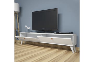 Gersby Golvstående TV Bänk 160 cm med Förvaring i Målat Trä - Vit - Möbler - Vardagsrum - Tv-möbler & mediamöbler - Tv-bänkar
