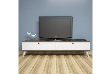 Gersby Golvstående TV Bänk 160 cm med Förvaring i Mörkt Trä - Vit - Möbler - Vardagsrum - Tv-möbler & mediamöbler - Tv-bänkar