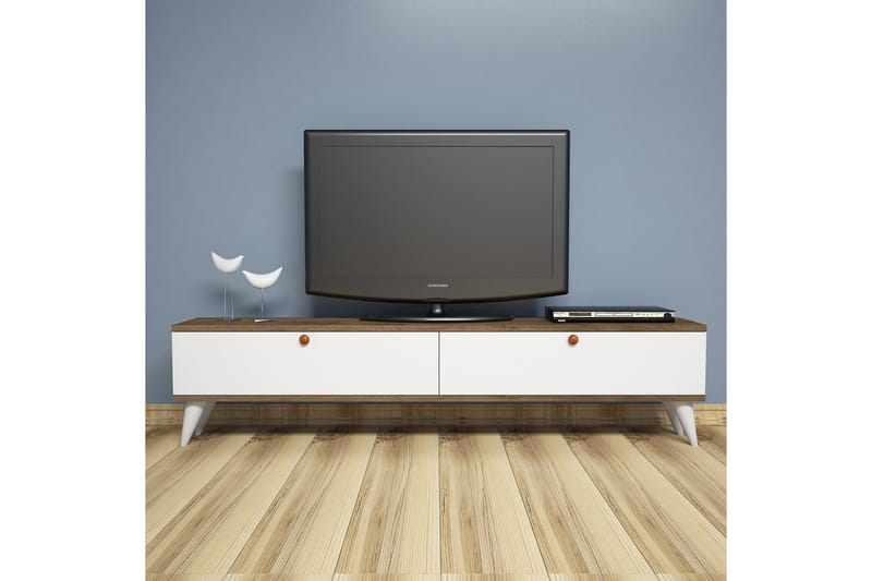 Gersby TV-Bänk 160 cm - Vit/Brun - Möbler - Vardagsrum - Tv-möbler & mediamöbler - Tv-bänkar