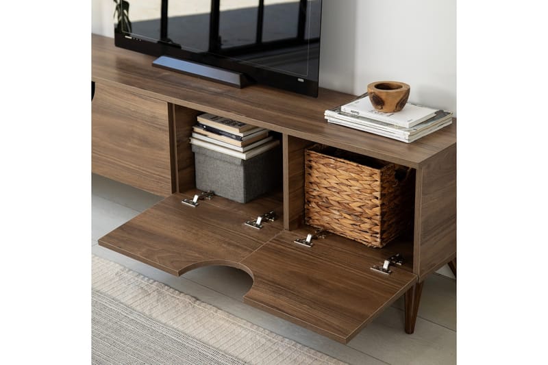 Grotte Tv Bänk 180 cm med Förvaring i Valnöt - Brun - Möbler - Vardagsrum - Tv-möbler & mediamöbler - Tv-bänkar