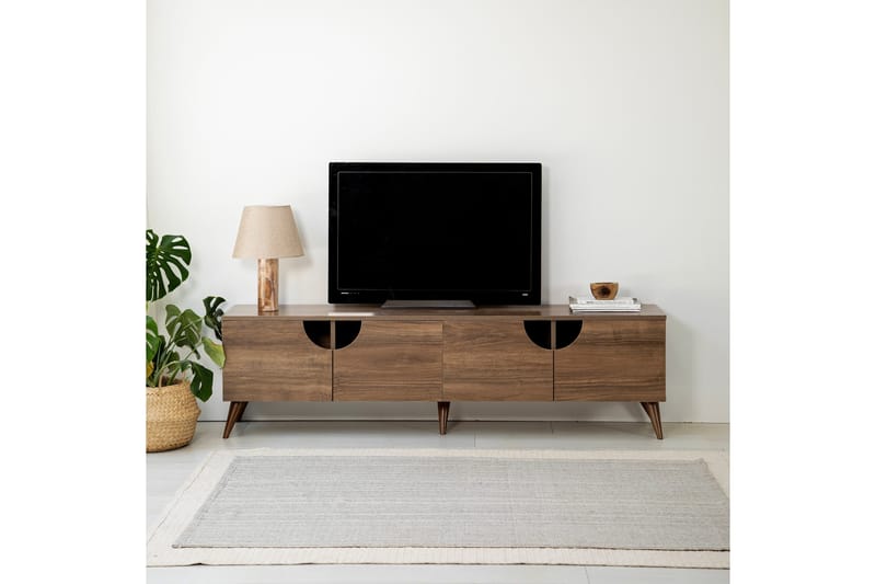 Grotte Tv Bänk 180 cm med Förvaring i Valnöt - Brun - Möbler - Vardagsrum - Tv-möbler & mediamöbler - Tv-bänkar