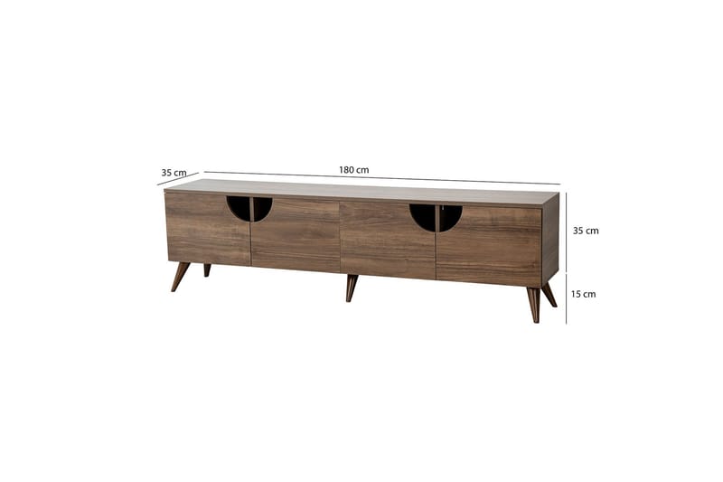 Grotte Tv Bänk 180 cm med Förvaring i Valnöt - Brun - Möbler - Vardagsrum - Tv-möbler & mediamöbler - Tv-bänkar