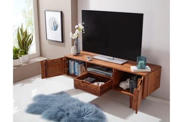 Hades Golvstående TV Bänk 135 cm med Förvaring i Ljust Trä - Brun - Möbler - Vardagsrum - Tv-möbler & mediamöbler - Tv-bänkar