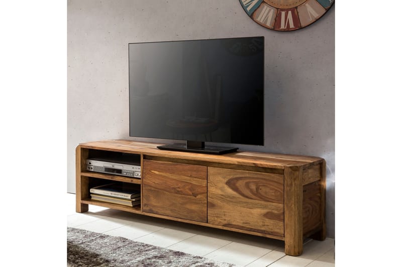 Hafsah Golvstående TV-bänk 140 cm med Förvaring i Valnöt - Brun - Möbler - Vardagsrum - Tv-möbler & mediamöbler - Tv-bänkar