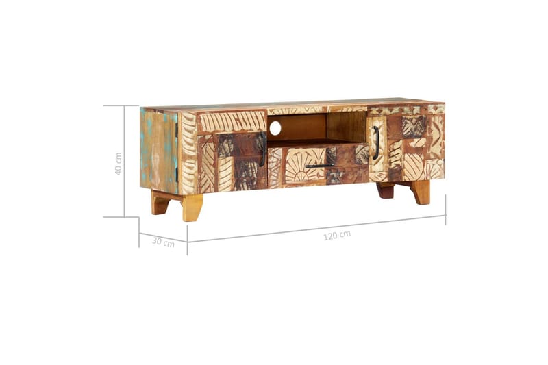 Handsnidad TV-bänk 120x30x40 cm massivt återvunnet trä - Brun - Möbler - Vardagsrum - Tv-möbler & mediamöbler - Tv-bänkar