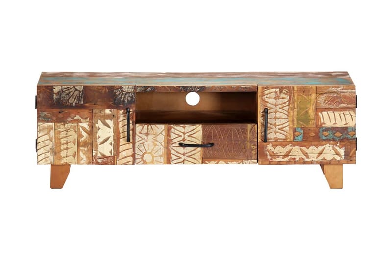 Handsnidad TV-bänk 120x30x40 cm massivt återvunnet trä - Brun - Möbler - Vardagsrum - Tv-möbler & mediamöbler - Tv-bänkar