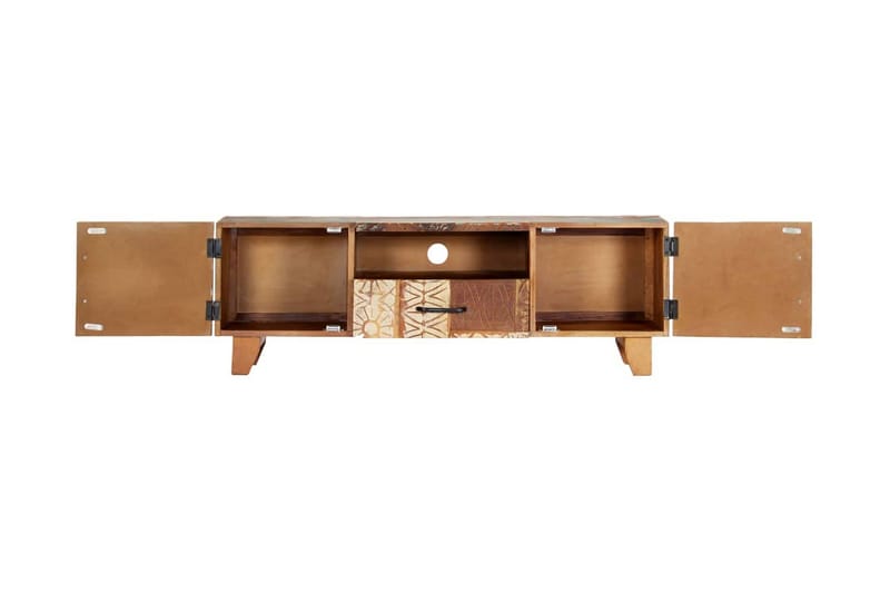 Handsnidad TV-bänk 120x30x40 cm massivt återvunnet trä - Brun - Möbler - Vardagsrum - Tv-möbler & mediamöbler - Tv-bänkar