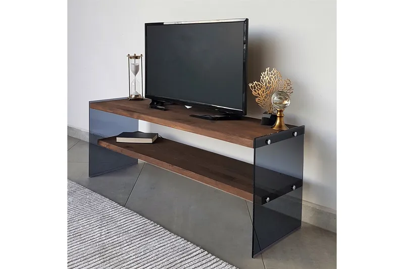 Heglar Golvstående TV Bänk 120 cm med Förvaring i Valnöt - Brun - Möbler - Vardagsrum - Tv-möbler & mediamöbler - Tv-bänkar