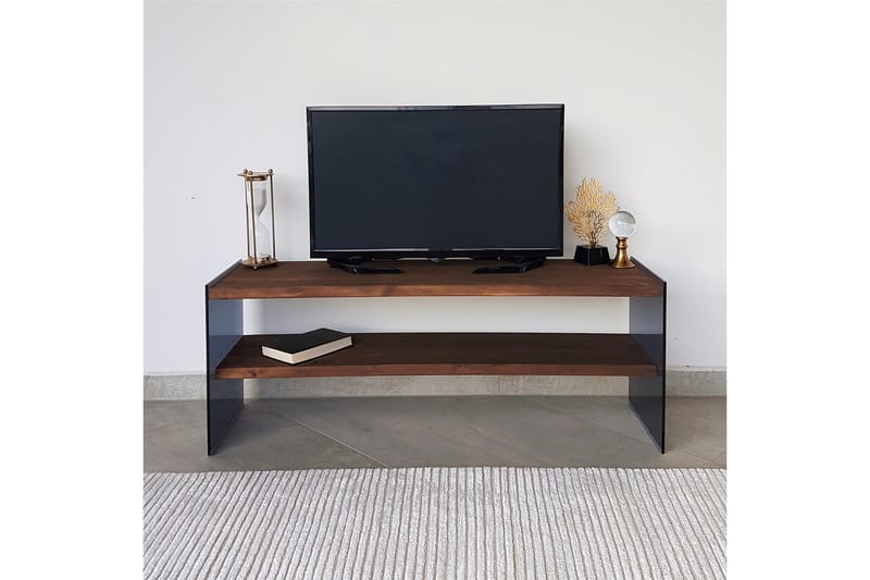 Heglar Golvstående TV Bänk 120 cm med Förvaring i Valnöt - Brun - Möbler - Vardagsrum - Tv-möbler & mediamöbler - Tv-bänkar