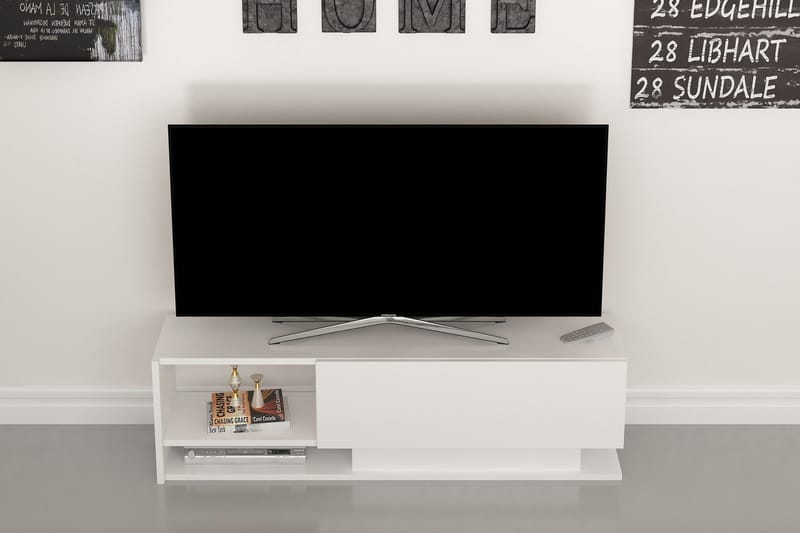 Hejde Golvstående TV Bänk 120 cm med Förvaring i Målat Trä - Vit - Möbler - Vardagsrum - Tv-möbler & mediamöbler - Tv-bänkar