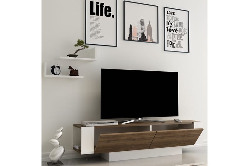 Hejde Golvstående TV Bänk 150 cm med Förvaring i Mörkt Trä - Valnötsbrun - Möbler - Vardagsrum - Tv-möbler & mediamöbler - Tv-bänkar