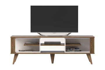 Hejde Golvstående TV Bänk 160 cm med Förvaring i Mörkt Trä - Valnötsbrun - Möbler - Vardagsrum - Tv-möbler & mediamöbler - Tv-bänkar