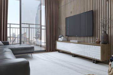 Hejde Golvstående TV-bänk 180 cm med Förvaring i Mörkt Trä - Vit|Brun - Möbler - Vardagsrum - Tv-möbler & mediamöbler - Tv-bänkar