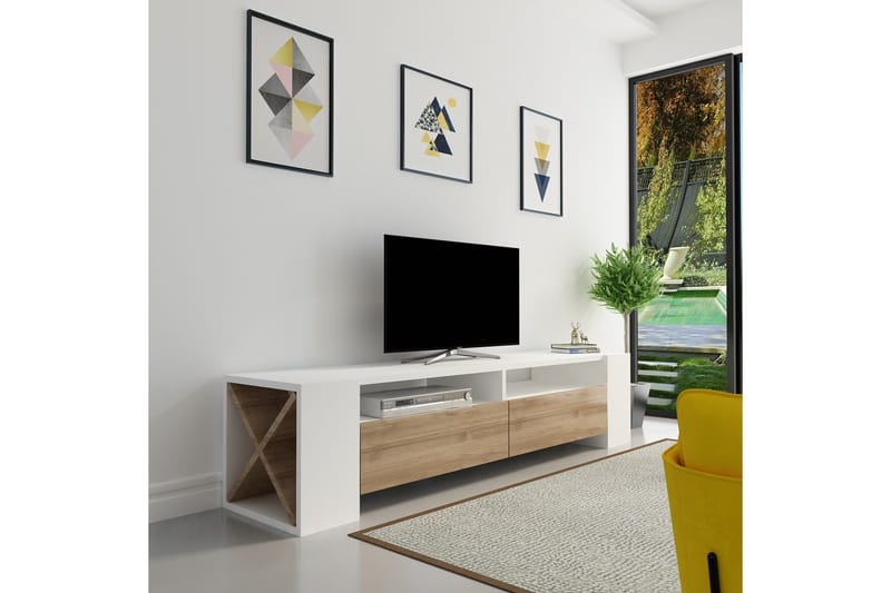 Hejde TV-Bänk 155 cm - Vit/Brun - Möbler - Vardagsrum - Tv-möbler & mediamöbler - Tv-bänkar