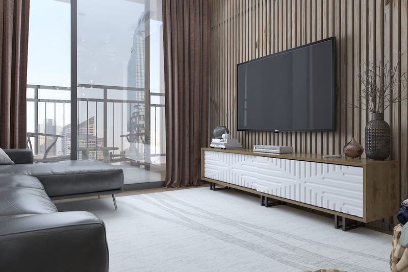 Hejde TV-Bänk 180 cm - Brun/Vit - Möbler - Vardagsrum - Tv-möbler & mediamöbler - Tv-bänkar