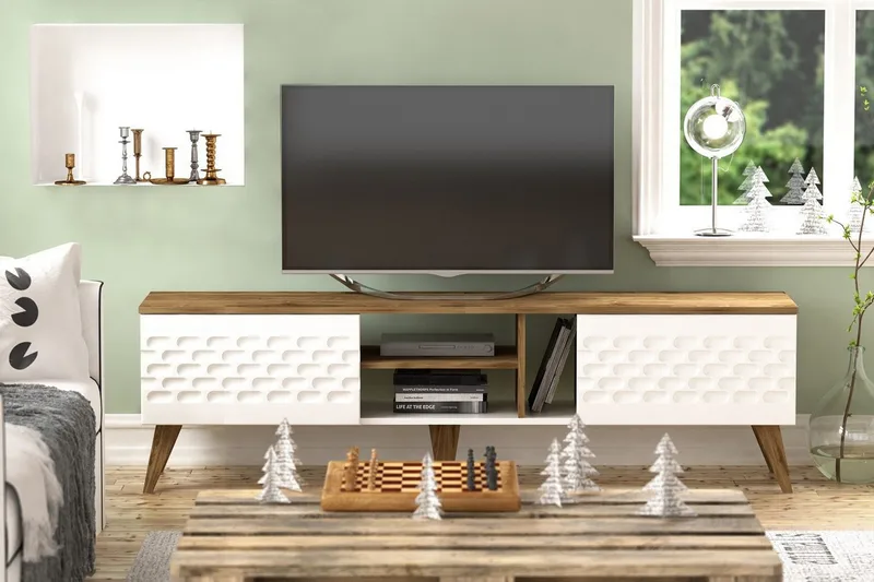 Hejde TV-Bänk 180 cm - Vit/Brun - Möbler - Vardagsrum - Tv-möbler & mediamöbler - Tv-bänkar