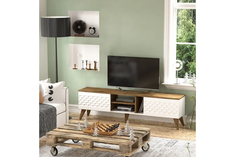 Hejde TV-Bänk 180 cm - Vit/Brun - Möbler - Vardagsrum - Tv-möbler & mediamöbler - Tv-bänkar