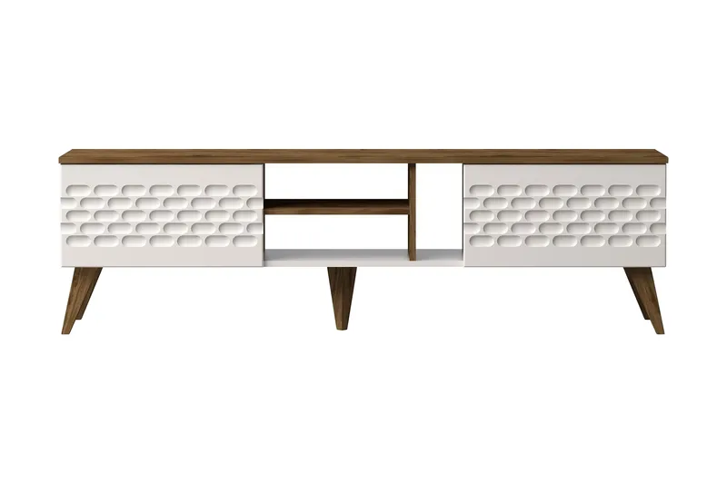 Hejde TV-Bänk 180 cm, Vit/Brun