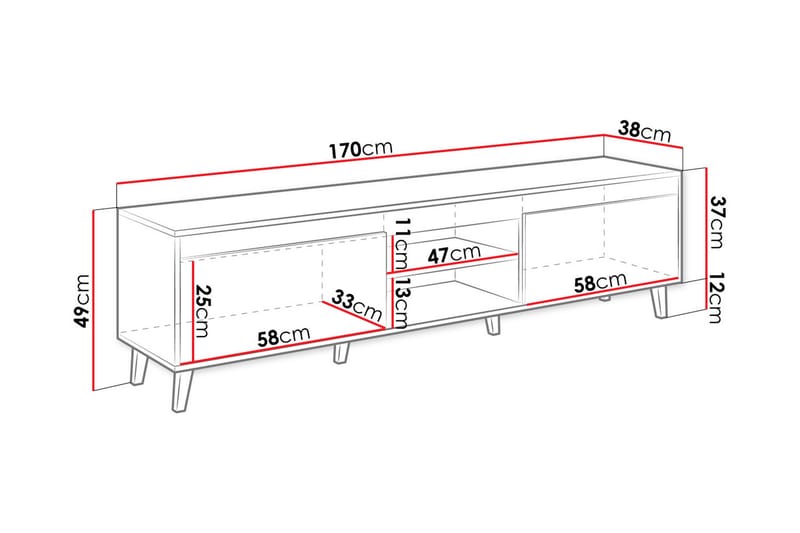 HELGESTA Tv-bänk 170 cm Natur/Antracit - Möbler - Vardagsrum - Tv-möbler & mediamöbler - Tv-bänkar