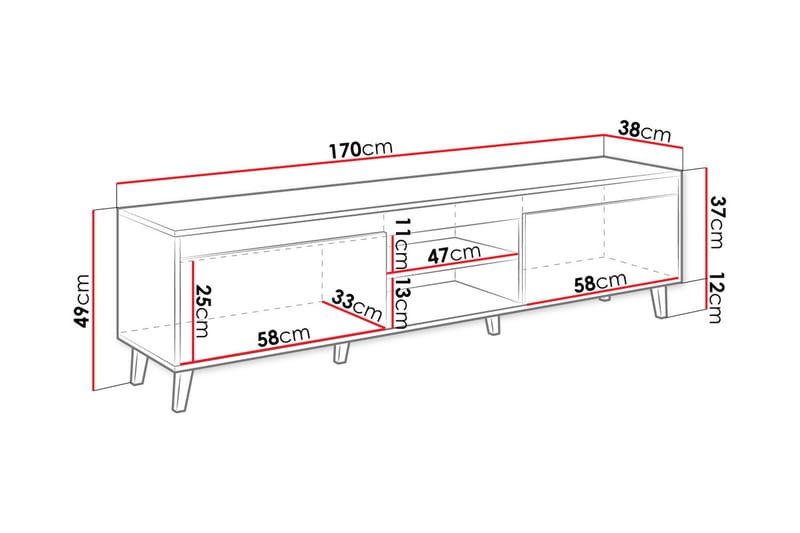 HELGESTA Tv-bänk 170 cm Natur/Antracit - Tv-bänkar