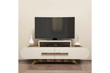 Hovdane Golvstående Tv-bänk 145 cm med Förvaring i Mörkt Trä - Vit - Möbler - Vardagsrum - Tv-möbler & mediamöbler - Tv-bänkar