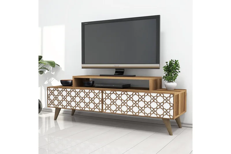 Hovdane TV-Bänk 140 cm - Brun/Vit - Möbler - Vardagsrum - Tv-möbler & mediamöbler - Tv-bänkar