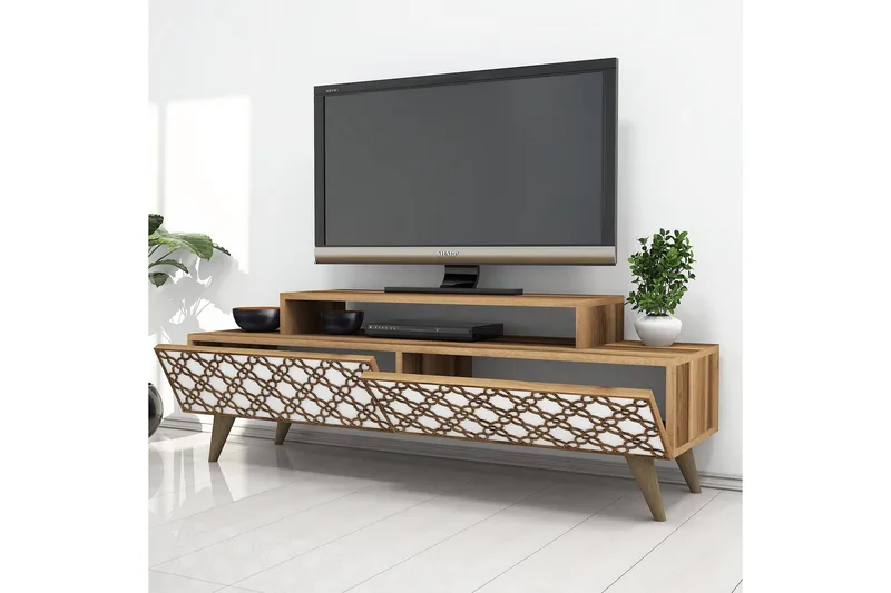 Hovdane TV-Bänk 140 cm - Brun/Vit - Möbler - Vardagsrum - Tv-möbler & mediamöbler - Tv-bänkar