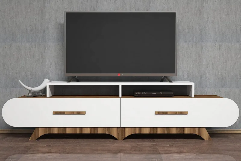 Hovdane TV-Bänk 205 cm, Brun/Vit